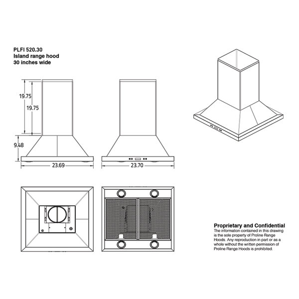 ProLine Range Hoods 30" 600 CFM Convertible Island Range Hood & Reviews